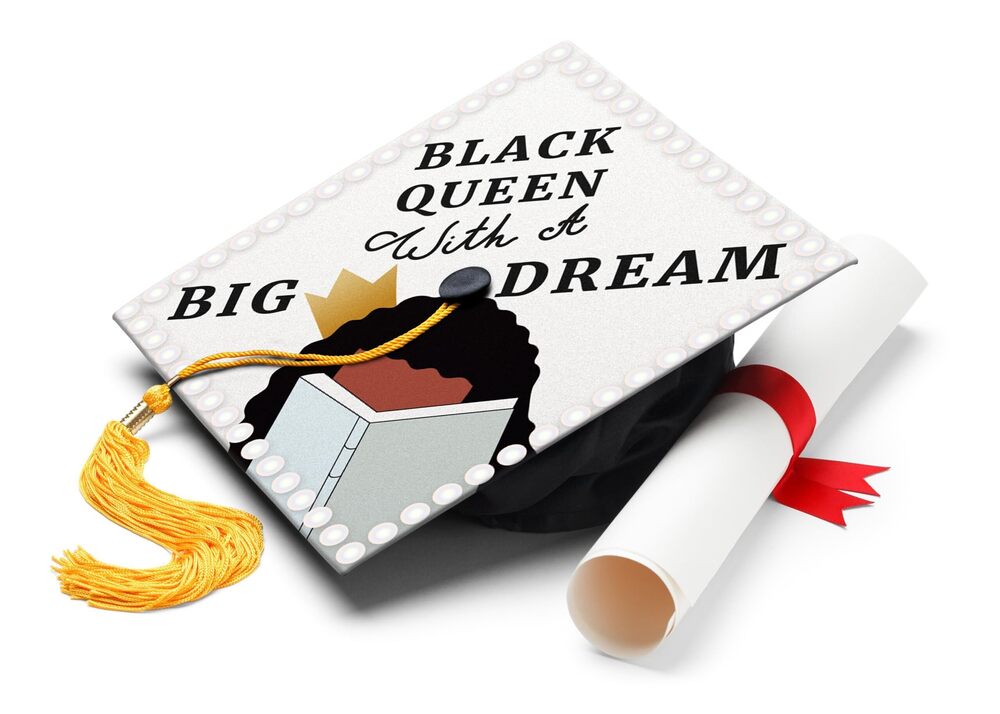7889 Black Queen With A Big Dream Graduation Cap Topper